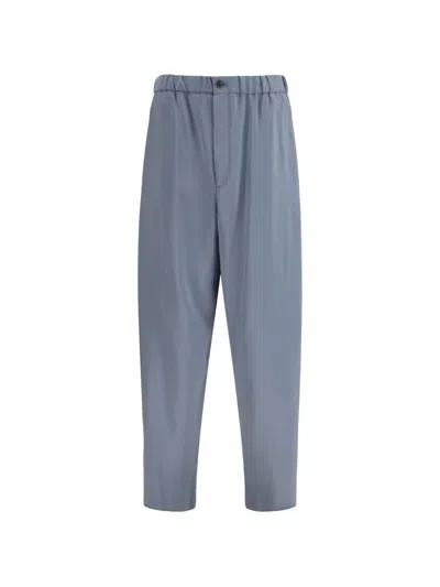 Giorgio Armani Wide-leg Elasticated Tailored Trousers In Gray