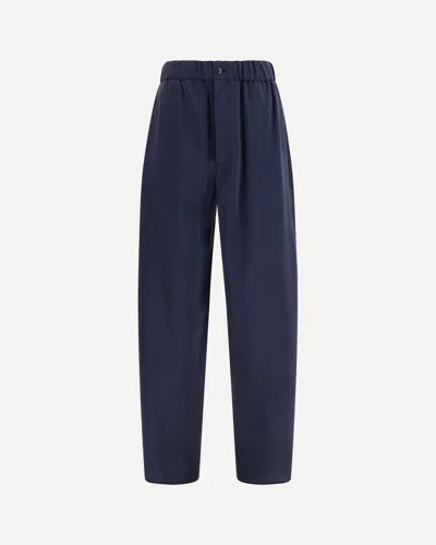Giorgio Armani Wide-leg Silk Blend Pants In Blue