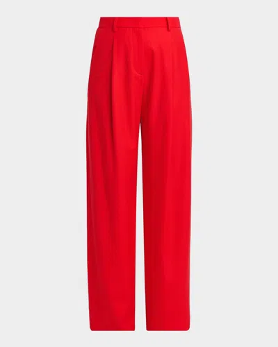 Giorgio Armani Wide-leg Virgin Wool Trousers In Red