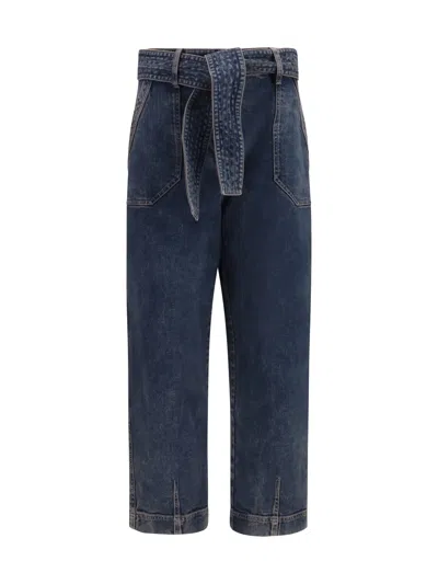 Giorgio Armani Wide-leg With Adjustable Belt Jeans In Blue