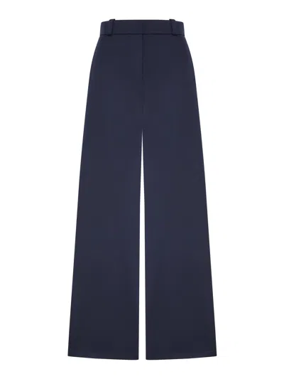 Giorgio Armani Wide-leg Wool Tuxedo Trousers Without Pleats In Blue