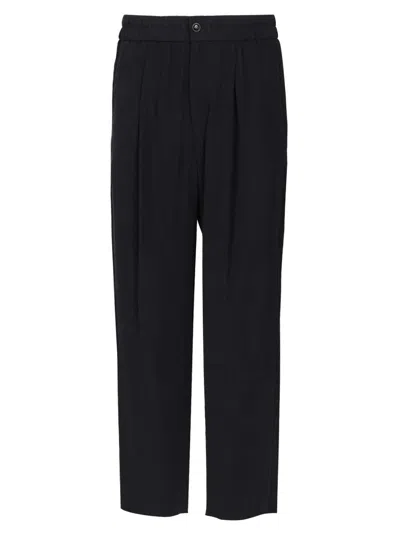 Giorgio Armani With Elastic Waist Trousers Blue In Black