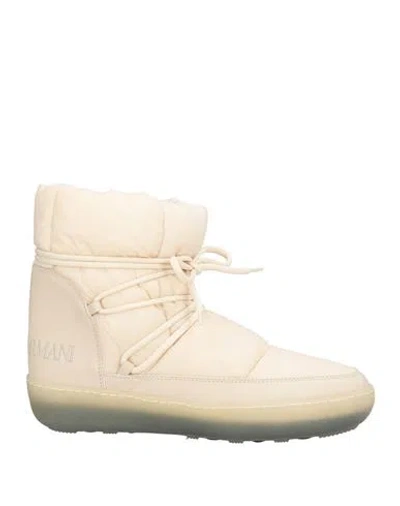 Giorgio Armani Woman Ankle Boots Beige Size 8 Polyamide, Calfskin In Neutral