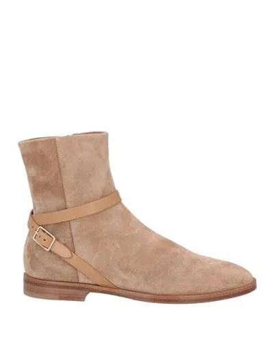 Giorgio Armani Woman Ankle Boots Sand Size 8 Leather In Beige