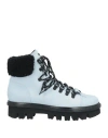 Giorgio Armani Woman Ankle Boots Sky Blue Size 8 Leather In Blue