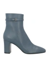 Giorgio Armani Woman Ankle Boots Slate Blue Size 10 Leather In Blue