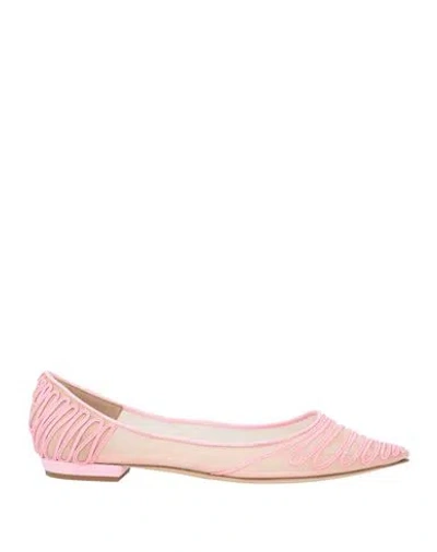 Giorgio Armani Woman Ballet Flats Pink Size 6 Leather, Textile Fibers