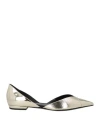 Giorgio Armani Woman Ballet Flats Platinum Size 8 Leather In Grey