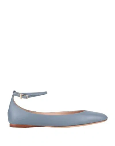 Giorgio Armani Woman Ballet Flats Slate Blue Size 8 Leather