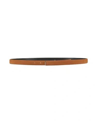 Giorgio Armani Woman Belt Camel Size 38 Cow Leather, Polyurethane In Sand