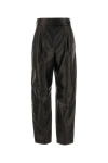 Giorgio Armani Black Leather Pant In Black