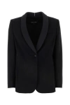 Giorgio Armani Wool Blazer With Shawl Lapel And Chest Pocket In Black