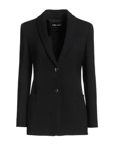 Giorgio Armani Woman Blazer Black Size 10 Virgin Wool, Elastane In Brown