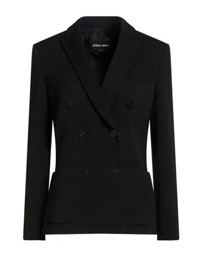 Giorgio Armani Woman Blazer Black Size 12 Virgin Wool, Elastane