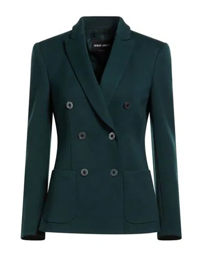 Giorgio Armani Woman Blazer Dark Green Size 6 Virgin Wool, Elastane