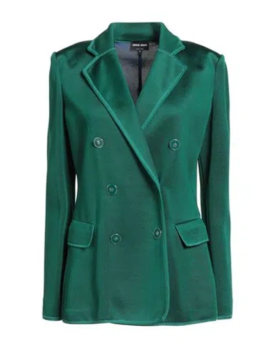 Giorgio Armani Woman Blazer Emerald Green Size 6 Viscose, Polyester, Polyamide, Elastane, Silk