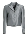 Giorgio Armani Woman Blazer Grey Size 14 Silk, Polyamide In Grey