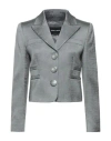 Giorgio Armani Woman Blazer Grey Size 14 Viscose, Acetate In Grey