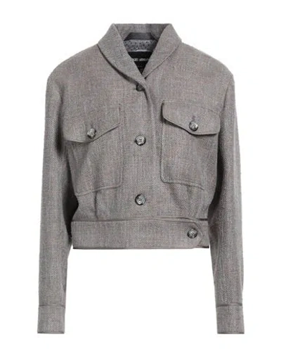 Giorgio Armani Woman Blazer Khaki Size 14 Tussah Silk, Silk, Cotton In Beige