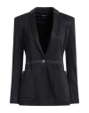 Giorgio Armani Woman Blazer Midnight Blue Size 10 Viscose, Linen, Elastane In Blue