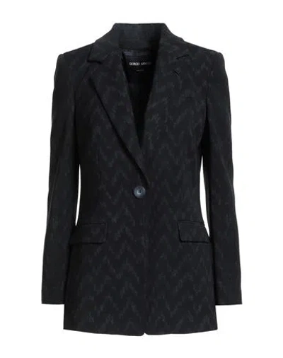Giorgio Armani Woman Blazer Midnight Blue Size 8 Polyester In Black