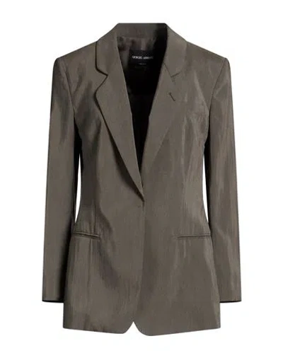 Giorgio Armani Woman Blazer Military Green Size 6 Silk, Polyester