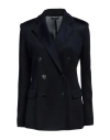 Giorgio Armani Woman Blazer Navy Size 8 Viscose, Polyester, Polyamide, Elastane, Silk In Navy Blue
