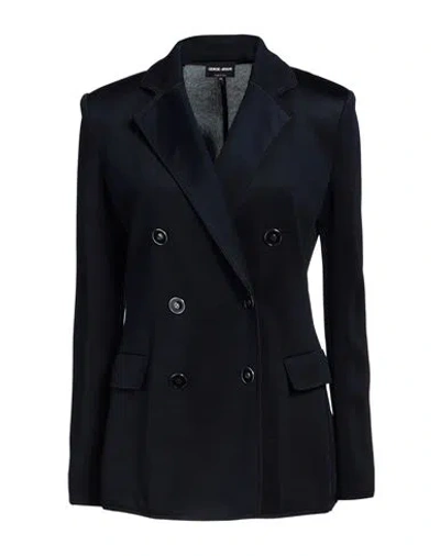 Giorgio Armani Woman Blazer Navy Size 8 Viscose, Polyester, Polyamide, Elastane, Silk In Navy Blue