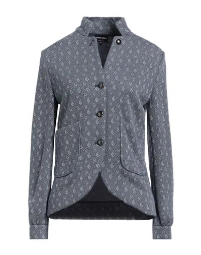 Giorgio Armani Woman Blazer Navy Size 12 Viscose, Polyamide In Navy Blue
