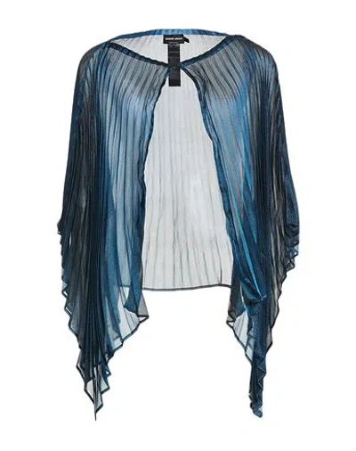 Giorgio Armani Woman Cape Blue Size Onesize Viscose, Silk, Metallic Fiber