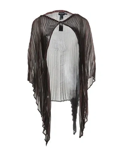 Giorgio Armani Woman Cape Dark Brown Size Onesize Viscose, Silk, Metallic Fiber