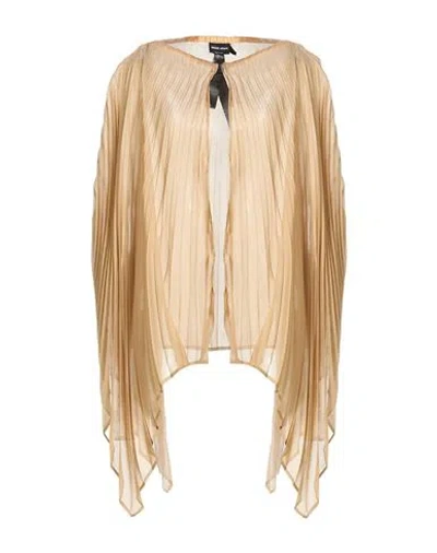 Giorgio Armani Woman Cape Sand Size Onesize Viscose, Silk, Metallic Fiber In Brown