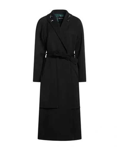 Giorgio Armani Woman Coat Black Size 10 Virgin Wool, Elastane