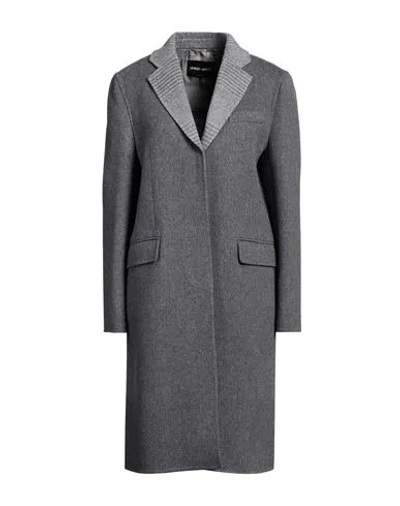 Giorgio Armani Woman Coat Lead Size 10 Virgin Wool, Cashmere In Grey