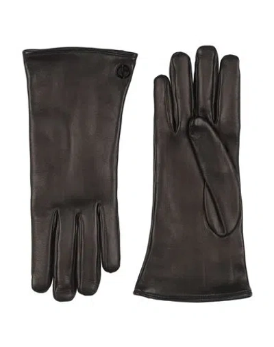 Giorgio Armani Woman Gloves Black Size L Lambskin In Brown