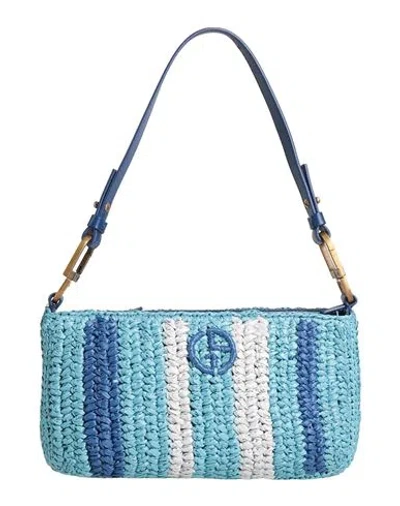 Giorgio Armani Woman Handbag Azure Size - Viscose In Blue