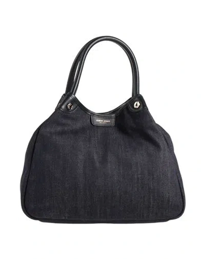 Giorgio Armani Woman Handbag Blue Size - Cotton, Elastane, Cow Leather
