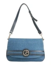 Giorgio Armani Woman Handbag Blue Size - Textile Fibers, Leather In Blue