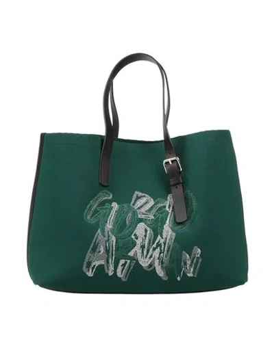 Giorgio Armani Woman Handbag Emerald Green Size - Textile Fibers, Leather