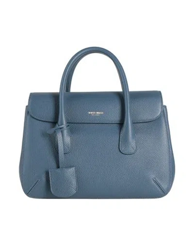 Giorgio Armani Woman Handbag Slate Blue Size - Cow Leather