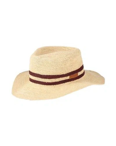 Giorgio Armani Woman Hat Sand Size 7 ⅜ Straw, Cow Leather In Beige