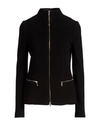 Giorgio Armani Woman Jacket Black Size 8 Cotton, Wool, Cashmere