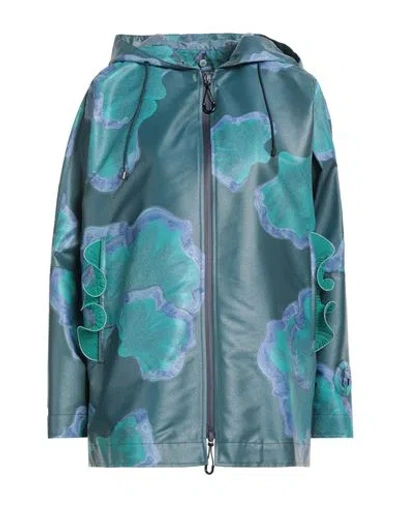 Giorgio Armani Woman Jacket Deep Teal Size 8 Polyurethane, Polyester In Green