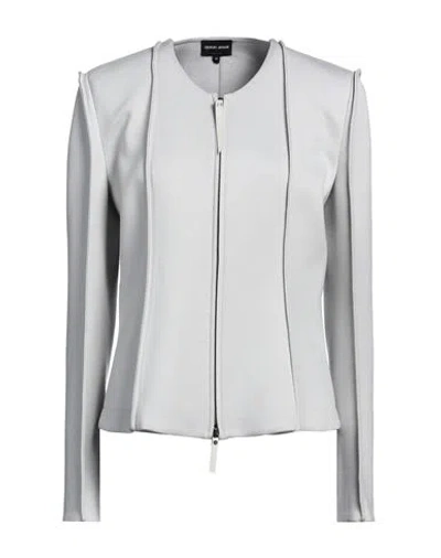 Giorgio Armani Woman Jacket Light Grey Size 10 Virgin Wool, Elastane