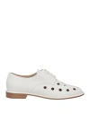 Giorgio Armani Woman Lace-up Shoes Light Grey Size 8 Calfskin In Grey