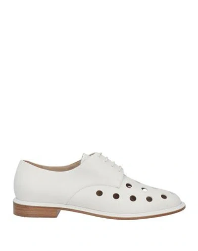 Giorgio Armani Woman Lace-up Shoes Light Grey Size 8 Calfskin