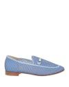 GIORGIO ARMANI GIORGIO ARMANI WOMAN LOAFERS LIGHT BLUE SIZE 8 TEXTILE FIBERS, LEATHER