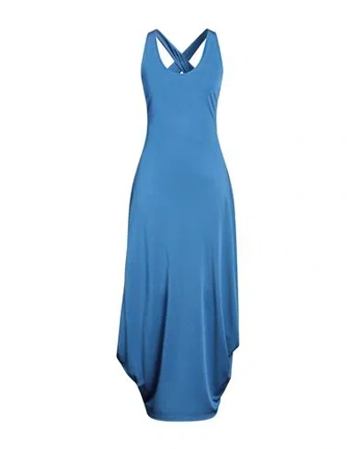 Giorgio Armani Woman Maxi Dress Azure Size 6 Viscose, Polyamide In Blue