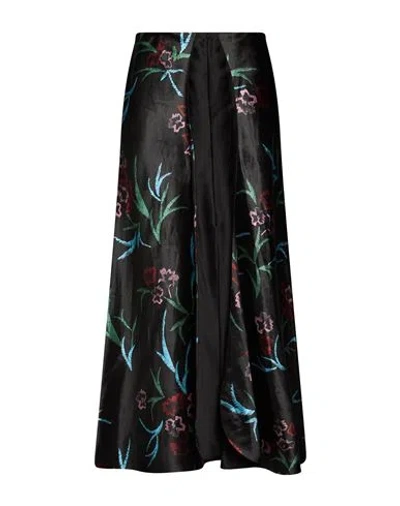 Giorgio Armani Woman Maxi Skirt Black Size 2 Linen, Silk