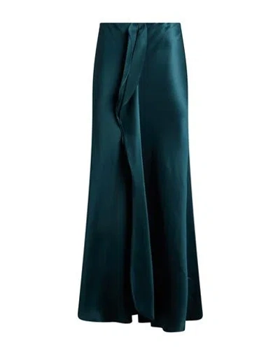 Giorgio Armani Woman Maxi Skirt Deep Teal Size 10 Silk In Green